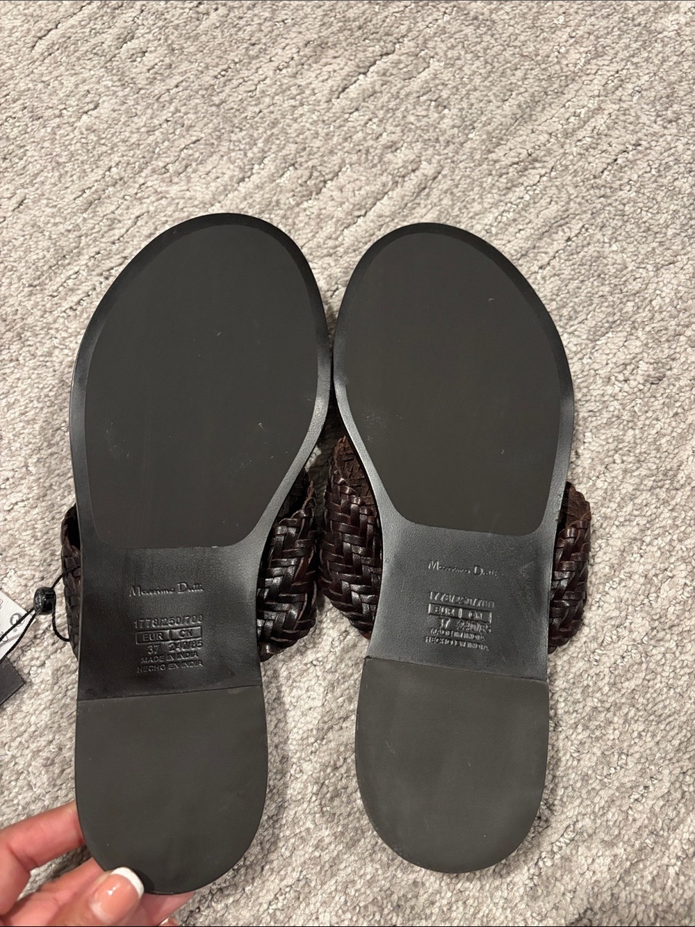 Massimo Dutti Braided Slide Sandals in Dark Brown -  Women's  Shoes size 6.5 - Picture 3 of 5